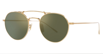 Pre-owned Oliver Peoples Ov1309st 529208 49 Reymont/gold Goldtone Sunglasses In Steal Gradient