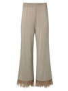 Weworewhat Women's Feather-trimmed Wide-leg Pants In Heather