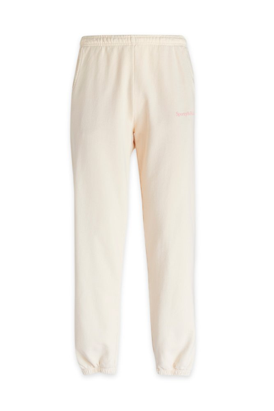 Sporty And Rich Sporty & Rich Logo Printed Slim Cut Pants In Beige