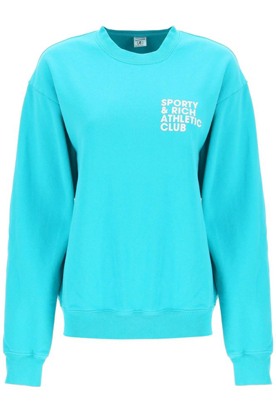Sporty And Rich Sporty & Rich Logo Printed Crewneck Sweatshirt In Blue