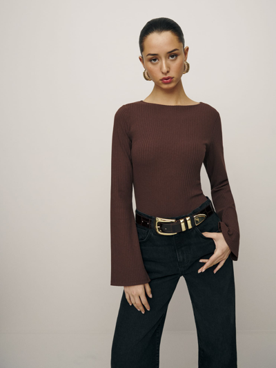 Reformation Miller Knit Top In Cafe