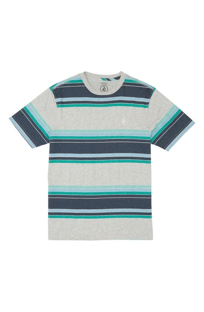 Volcom Kids' Bandstone Stripe T-shirt In Grey