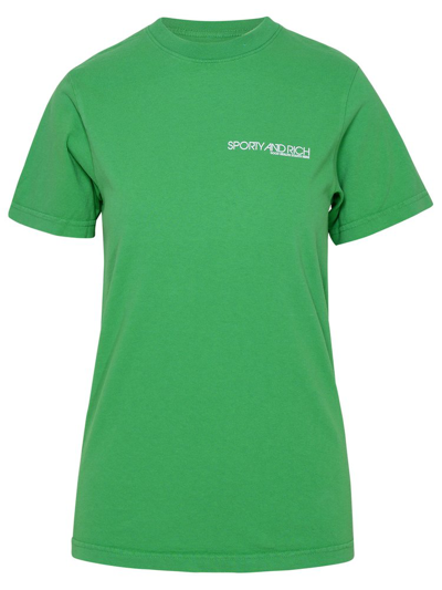 Sporty And Rich Sporty & Rich Logo Printed Crewneck T In Green