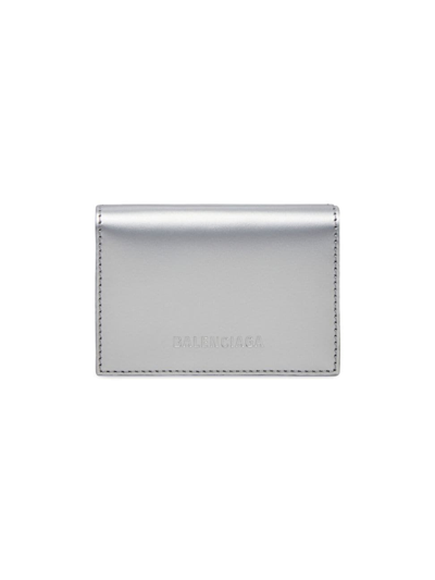 Balenciaga Men's Essential Mini Wallet Metallized Box In Silver