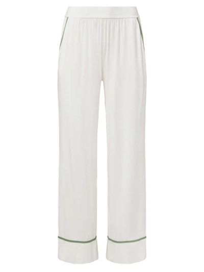 Weworewhat Women's Piped Wide-leg Pajama Pants In Ivory Pine