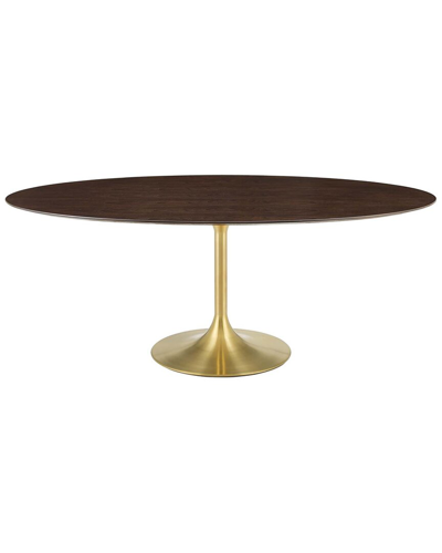 Modway Lippa 78in Oval Wood Dining Table In Gold