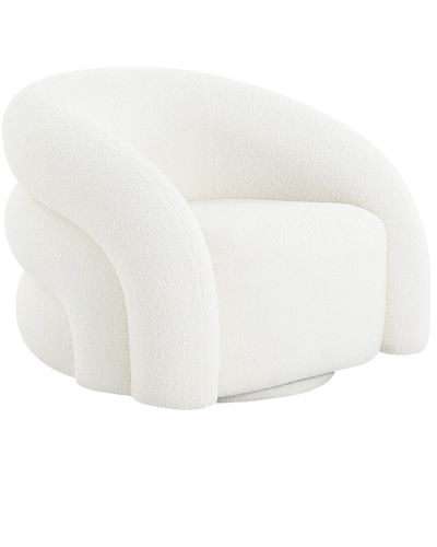 Pasargad Home Azzurro Fabric Swivel Base Lounge Chair In White