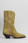 ISABEL MARANT DAHOPE TEXAN ANKLE BOOTS IN TAUPE SUEDE
