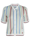 THOM BROWNE STRIPED SHORT-SLEEVE KNITTED CARDIGAN