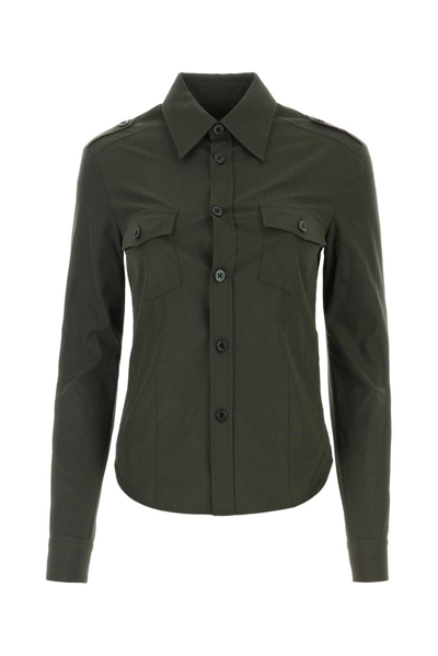 Saint Laurent Buttoned Long-sleeved Shirt In Gray