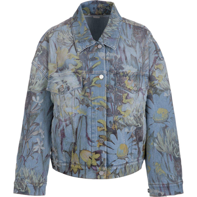 Stella Mccartney Rewild Flora Printed Oversized Jacket In Blue
