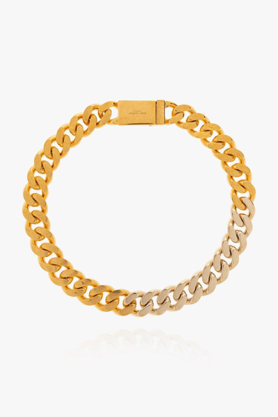 Saint Laurent Chain-linked Contrasted Necklace In Gold