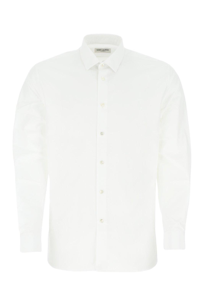 Saint Laurent Slim Fit Long-sleeved Shirt In White