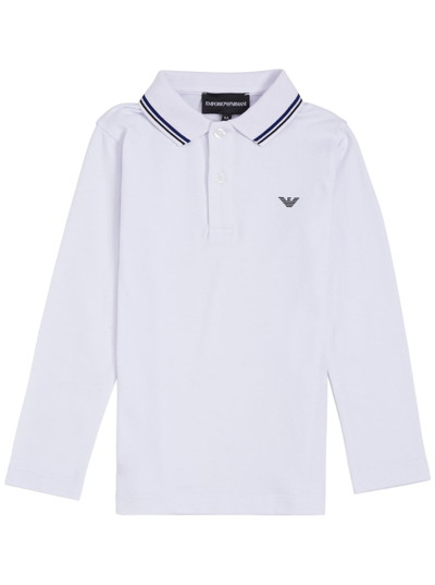 Emporio Armani Kids' White Cotton Polo Shirt With Logo