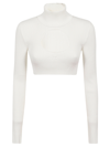 COURRÈGES CIRCLE MOCKNECK RIB KNIT CROPPED SWEATER