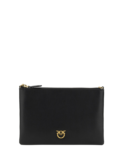 Pinko Love Chain-strap Clutch Bag In Nero-antique Gold