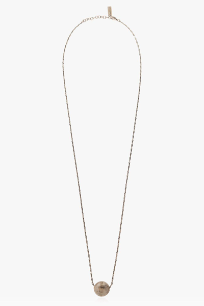 Saint Laurent Spherical Charm Necklace In Silver