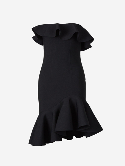 Alexander Mcqueen Ruffled Bustier Mini Dress In Black