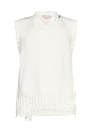 Marni Distressed-finish Knitted Vest In Lily White