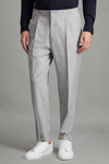 Reiss Brighton Pleated Recycled Polyester Blend Pants In Grey