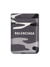 BALENCIAGA MEN'S CASH MAGNET CARD HOLDER CAMO PRINT
