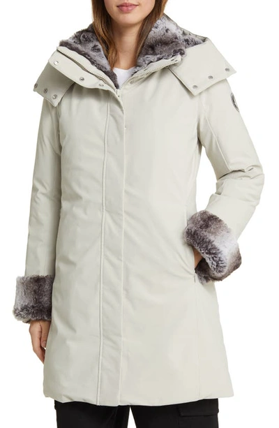 Save The Duck Samantha Hooded Parka With Faux Fur Lining In Rainy Beige