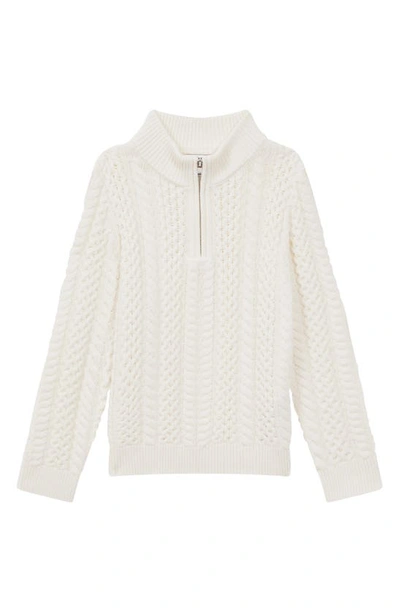Reiss Boys Ecru Kids Bantham Half-zip Knit Jumper 9-14 Years In Ecru