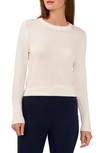 Halogen Button Cuff Crewneck Sweater In Antique White