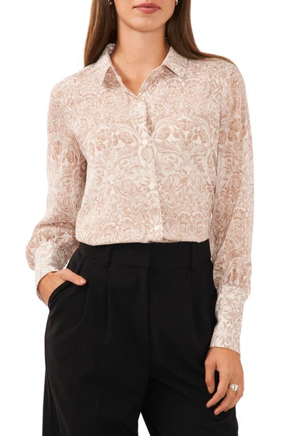 Halogen Floral Print Woven Top In New Ivory