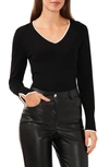 Halogen Contrast Trim Sweater In Rich Black/ Antique White