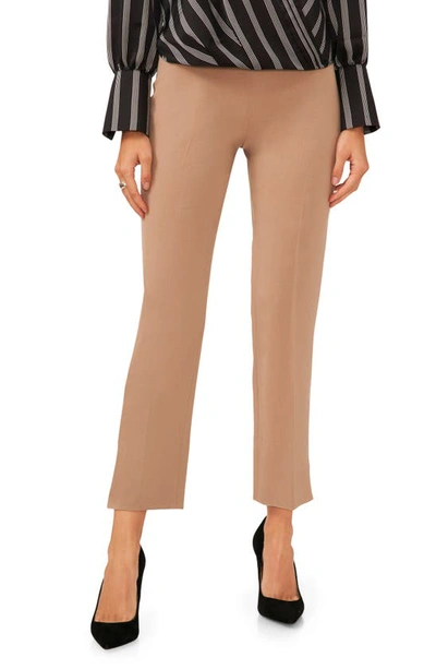 Halogen High Waist Side Slit Straight Leg Pants In Amphora Brown