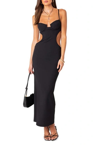 Edikted Clea Open Back Dress In Black