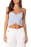 EDIKTED EDIKTED CROSSOVER MESH CROP CAMISOLE