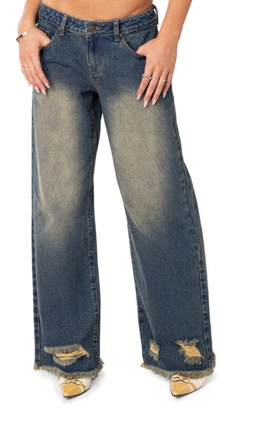 Edikted Women's Orbit Washed Low Rise Jeans In Blue