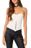Edikted Twisted Split Front Tube Top In White