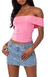 Edikted Mindi Foldover Off The Shoulder Top In Pink