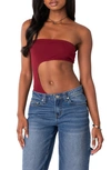 Edikted Women's Indy Asymmetric Cut Out Bodysuit In Burgundy
