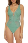 Becca Color Play Lace One-piece Swimsuit In Mineral