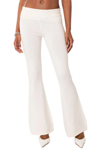 Edikted Women's Desiree Knitted Low Rise Fold Over Pants In White
