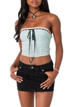 Edikted Poplin Bustier Top In Turquoise