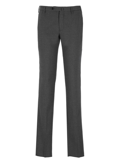 Incotex Straight-leg Pleated Wool-blend Flannel Trousers In Gray