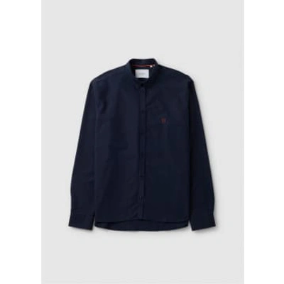 Les Deux Mens Oliver Oxford Shirt In Striped Dark Navy In Blue