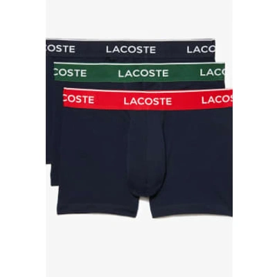 Lacoste Colourful-waist Trunks 3-pack In Navy Multi Hy0