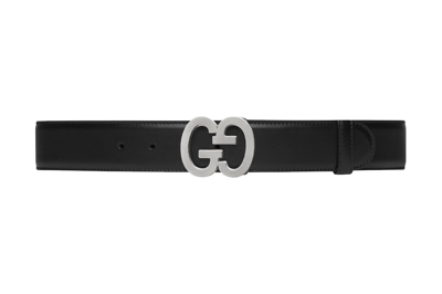 Pre-owned Gucci Gg Buckle Wide Belt Black