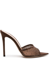 GIANVITO ROSSI RANIA 105MM SUEDE SANDALS - WOMEN'S - FABRIC/CALF LEATHER