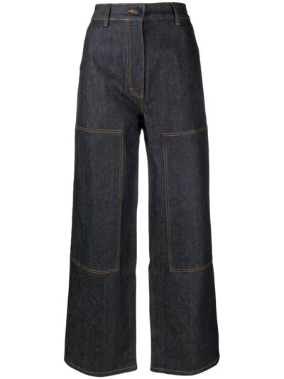 Cecilie Bahnsen Virginia High-rise Wide-leg Jeans In Blue
