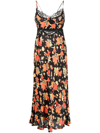 Rixo London Amora Havana Midi Dress In Havana Floral Black In Black