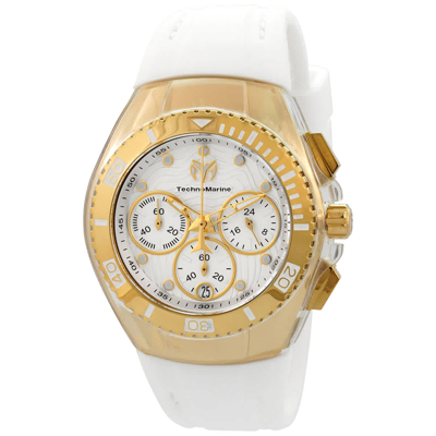 Technomarine Cruise Ladies Chronograph Quartz Watch Tm-120045 In Gold / Gold Tone / White