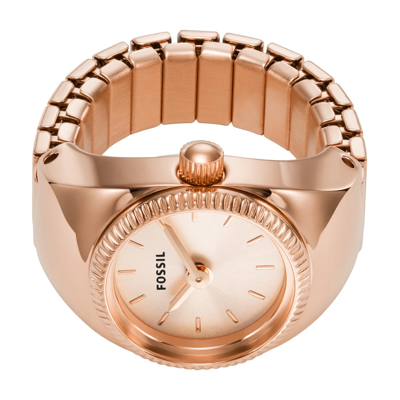 Fossil Women's Ring Watch Two-hand Rose Gold-tone Stainless Steel Bracelet Watch, 15mm In Gold / Gold Tone / Rose / Rose Gold / Rose Gold Tone