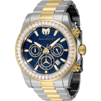 Technomarine Manta Mens Chronograph Quartz Watch Tm-222003 In Two Tone  / Blue / Gold / Gold Tone